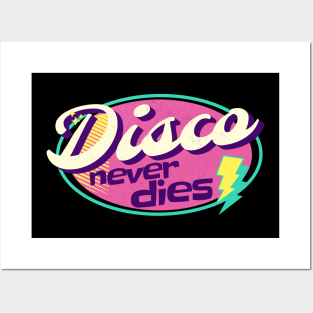 DISCO  - Never Dies Retro (pink/yellow/teal) Posters and Art